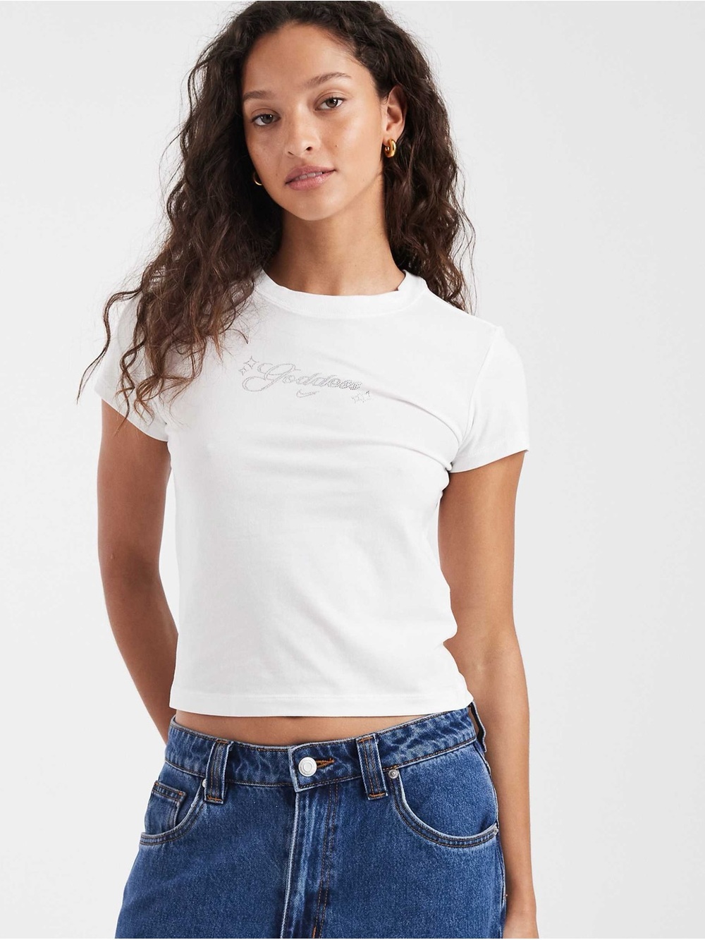 Nike Chill goddess Dimante Cropped T-shirt in White
